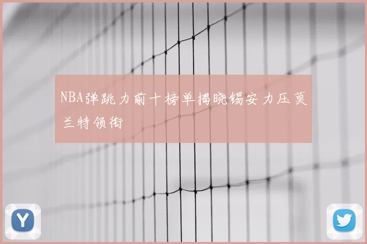 NBA弹跳力前十榜单揭晓锡安力压莫兰特领衔